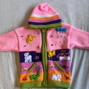 Hand-Knit Pink Kids Sweater
